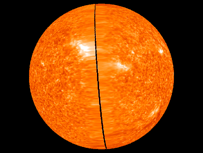 Latest image of the far side of the Sun based on high resolution STEREO data, taken on February 2, 2011 at 23:56 UT. Latest image of the far side of the Sun based on high resolution STEREO data, taken on February 2, 2011 at 23:56 UT.