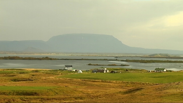 Pollution from the ongoing lava eruption at lake Myvatn in northern Iceland.
