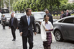 Aung San Suu Kyi arrives at the Houses of Parl...
