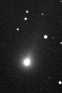 Animation of 5 images taken Aug 19,22,23,27,29 displaying the nucleus of Comet Elenin in the process of disintegrating. Credit: Michael Mattiazzo. Used by permission.