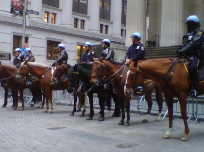 Occupy Wall Street Day Of Action ows protest1 Police, Protesters Scuffle As Occupy Wall Street Day Of Action Begins Downtown